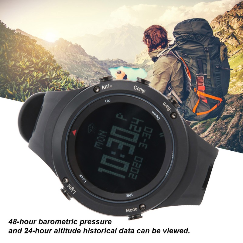 Men Mountaineering Watch Waterproof Digital Watch with Compass Pedometer Calorie