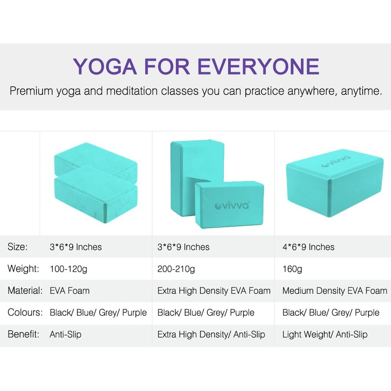 Vivva Yoga Blocks, 9"x6"x4" Yoga Blocks 2 Pack, Premium EVA