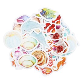 46Pcs Sea Life Stickers, Marine Life Stickers, Vinyl Deep Sea Creatures Sticker, Shell Coral Dolphin Seahorses Starfish Sticker for Album,Travel Journal, Scrapbooking