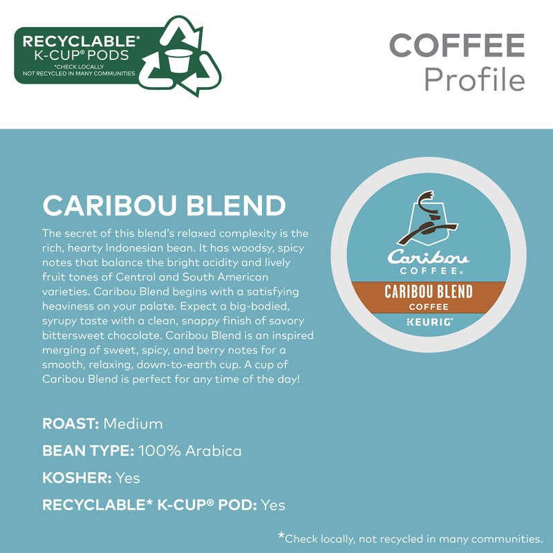 Caribou Coffee Keurig Single-Serve K-Cup Pods, Caribou Blend Medium Roast