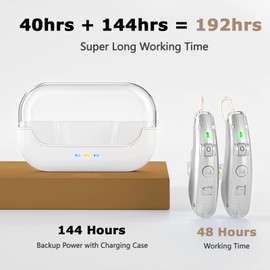 Rechargeable hearing aids for Seniors, behind-the-ear hearing aids, sound amplifiers with noise reduction function, sound controllers for adults with hearing loss, with portable charging box