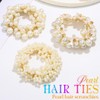 BARTOSI Pearl Hair Ties White Beaded Hair Scrunchies Elastic Ponytail