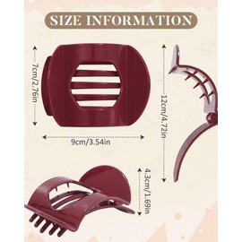 AWAYTR 6Pcs Flat Hair Clips for Women Strong Grip Curved Claw Clip for Thin Hair Non-slip Plastic Hair Barrettes (Navy + Burgundy + Gray + Pink + Orange + Green)