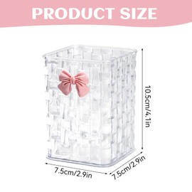 BellaBlend Acrylic Pen Holder for Desk, Clear Pen Organiser, Makeup Brush Cup Holder with Bow Decoration, School Accessories for Teachers, Gift Idea (Transparent)