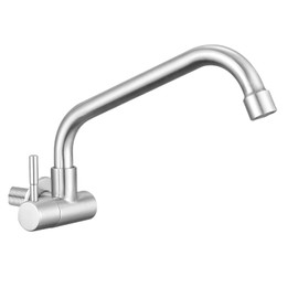 Wall Mount Faucet Cold only,G1/2 inch Cold Kitchen Utility Sink Faucet SUS304 Stainless for Commercial Laundry Sink Brushed Nickel