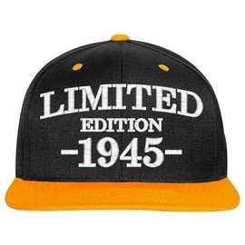 SNBCK 1945-80th Birthday Gifts, Limited Edition 1945 All Original Parts, Snapback Hat 1945-EM-0001-Black-Yellow