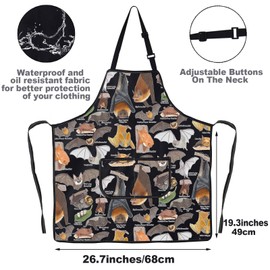 MYSOMY Bat Kitchen Apron Bat Lover Gifts Bat Themed Apron Bat Kitchen Accessories Chiropterologist Gifts Bat Species Apron (brown bat ap uk1)