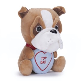 Posh Paws 37695 Swizzles Love Hearts Bruce The Bulldog 'Top Dad' Plush Toy, 18 cm, Brown