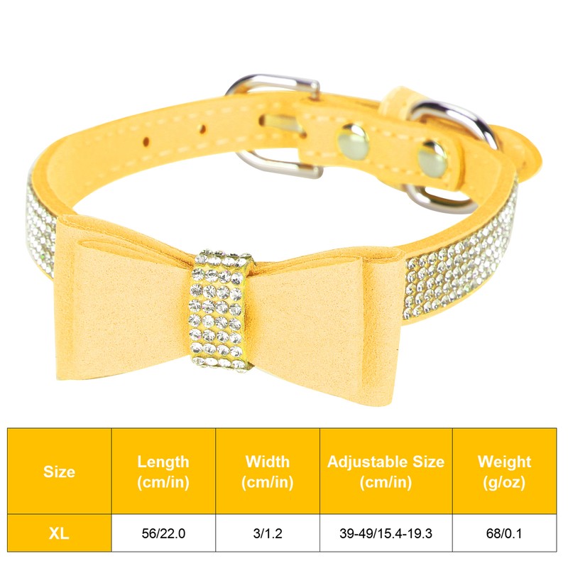 Adjustable Microfiber Double Bowknot Crystal Sparkle Rhinestone Cat Collar Pet