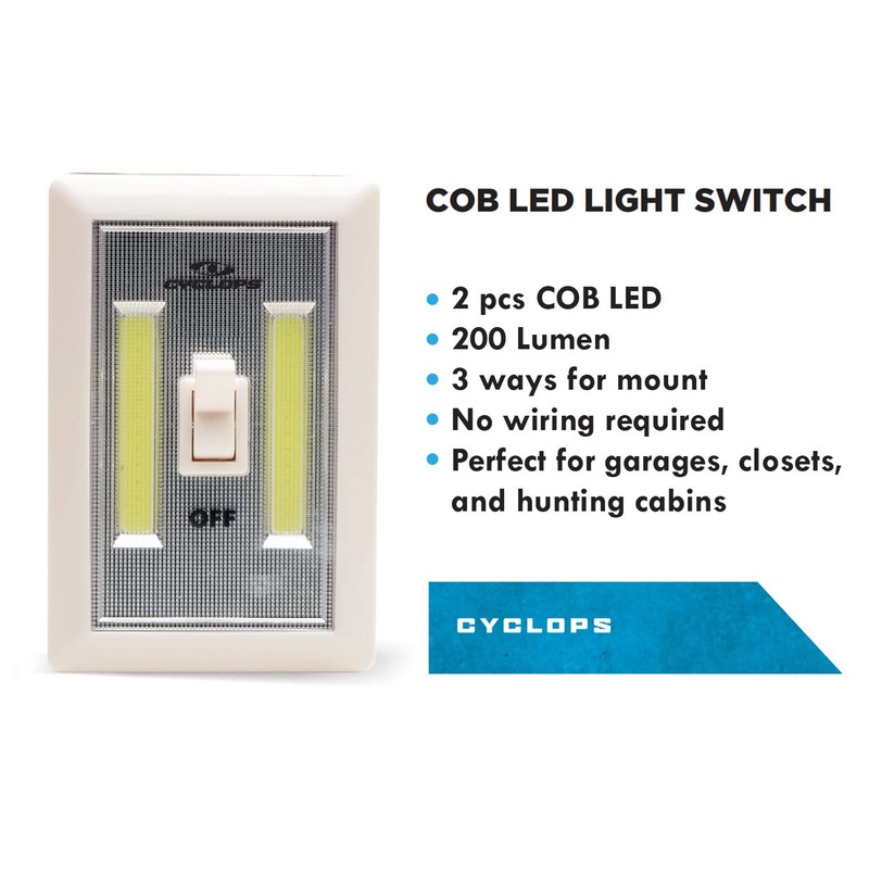 Cyclops COB LED Light Switch - 2 Pack Powerful Compact