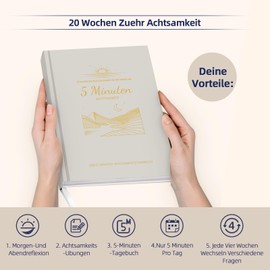 5-Minute Diary for Adults | Journal Book: Gratitude Diary to Fill In - 20 Weeks Mindfulness Diary for More Gratitude, Self-Love, Mindfulness & Motivation