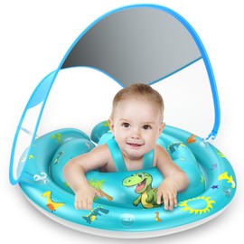 Baby Pool Float with Canopy Removable UPF50+ UV Sun Protection,Third-Generation Upgraded Baby Swimming Pool Float,Suitable for Babies Aged 6-24 Months Swimming Float