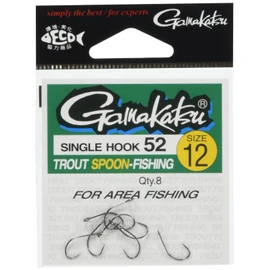 Gamakatsu Trout Hook Single Hook 52 12 No. 8 NS Black 66257