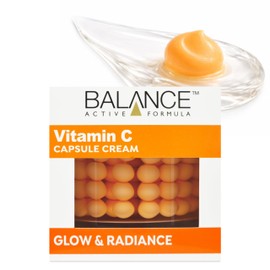 Balance Active Formula Vitamin C Capsule Cream (100ml) - Brightening Face Moisturiser, Hydrating Gel Cream for Glow & Radiance, Even Skin Tone - Lightweight Daily Moisturiser for Dull & Dry Skin