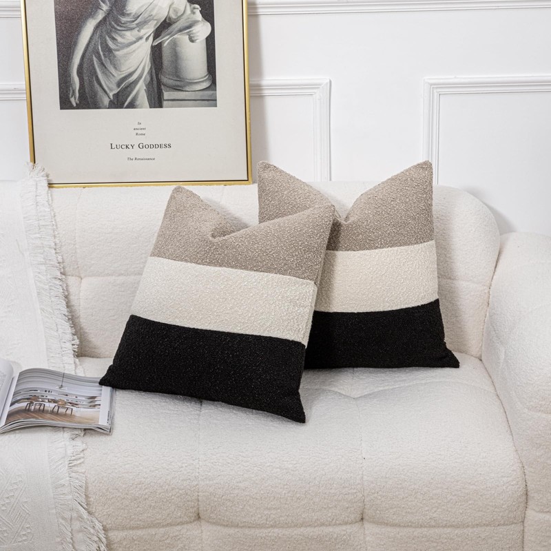 Decorative Textured Boucle Pillow Covers 20 x 20 Inch Neutral