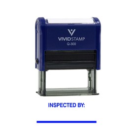 Vivid Stamp Inspected by____ Business Self-Inking Rubber Stamps (Blue Ink) - Q-300