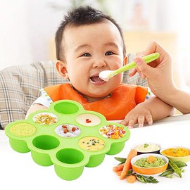 Chupon para Fruta y Bandeja para Congelador,Bandeja para Congelar Alimentos para Bebés, con Tapa, sin BPA, Fresh Food Feeder (Verde)