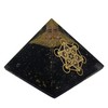 Energie Pyramide Orgonit Schwarzer Turmalin Edelstein mit Symbol Metatrons Würfel