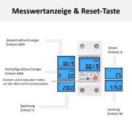Mobile Intelligent 230V Electric Meter with IP65 Waterproof Housing, H07RN-F Outdoor Cable, Portable for Motorhomes, Electric Vehicles and Sockets (TLB-220-80)