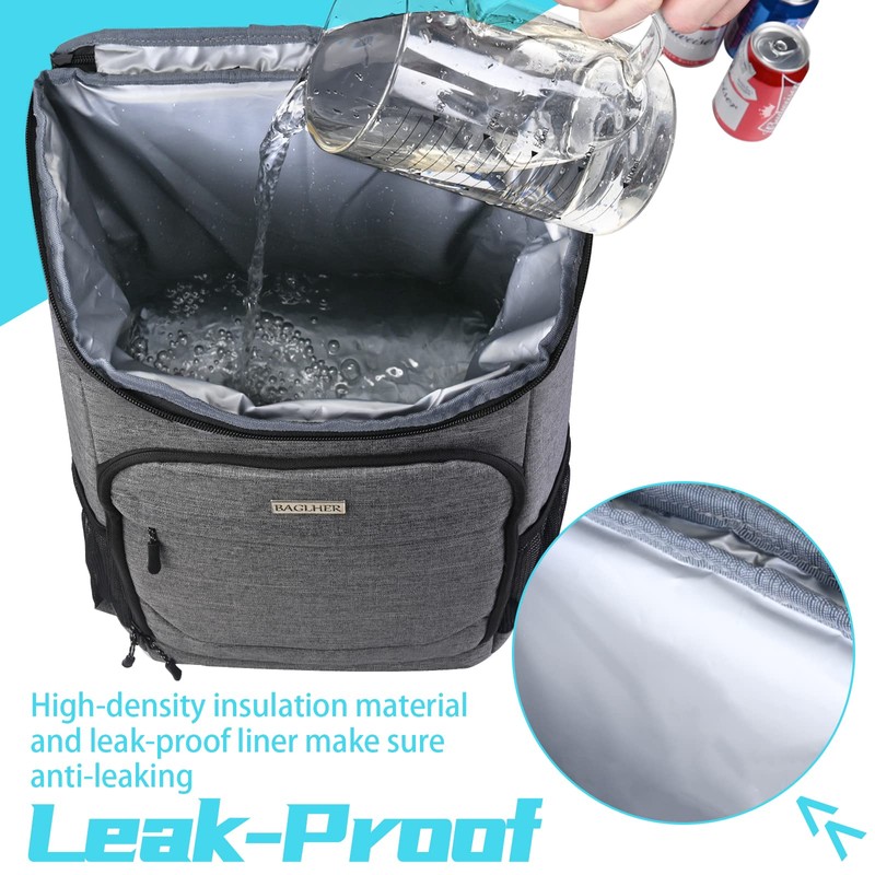 BAGLHER Lightweight Insulated Cooler Backpack - 30 Cans, Leak-Proof for