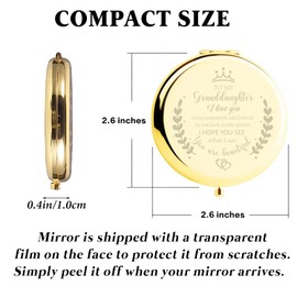 Soulpetals Granddaughter Gifts from Grandma,Granddaughter Gifts, Birthday Gifts for Granddaughter,to My Granddaughter Makeup Compact Mirror