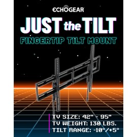 ECHGOGEAR XL Tilting TV Wall Mount for 42” to 90” TVs up to 130lbs – Reduce Glare w/ 10 deg Tilt - Universal TV Mount w/Easy DIY Install, Foldable Bracket, Drilling Template & Included Hardware