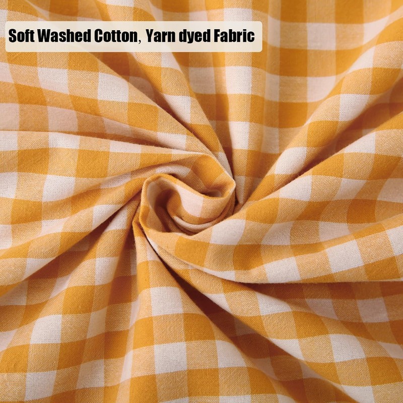 Mywinlle Yellow/White Plaid Ruffle Pillow Shams Standard Size Set of