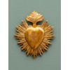 Ex-voto Golden Heart with Flame and Engravings Dimensions 23 x