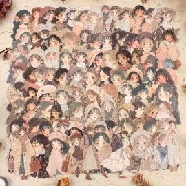 Dwpetzo 100 Pieces People Journal Stickers for Journaling Adults, Korean Fashion Women with Metal Box, Junk Journal Stickers for Scrapbooking Supplies, Collage, Bujo, Craft Art