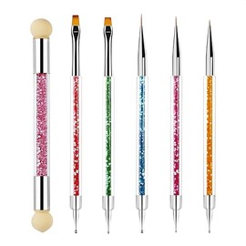 SHSHbuy Doppel-Ende Nagel Pinsel,6 Stück Nail-Art-Pinsel,Nagel Pinsel Dünn,Feine Pinsel Set,Nageldesign-Stifte Brush für DIY Nail Art Salon und Heimgebrauch