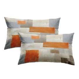 Emvency Set of 2 Orange Beige and Grey Throw Pillow Covers Modern Abstract Painting Decorative Pillow Cases Home Decor Standard Rectangle 12x20 Inches Pillowcases