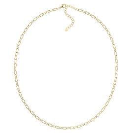 Jean & Len Anna Necklace in Gold, Nickel, Lead and Cadmium Free, 14K Gold Plated, 316L Stainless Steel, Adjustable Size (40-45cm) Waterproof Necklace, Stainless Steel, No Gemstone