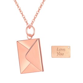 Cupimatch Envelope Love Letter Necklace: Stainless Steel Necklace for Women Openable Keepsake Message Engraved Locket Engagement Jewelry Couples and Family