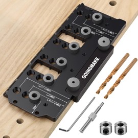 GOINGMAKE Shelf Pin Jig 1/4" and 5mm, Spliceable All Metal Cabinet Hardware Shelf Pin Drilling Jig, Woodworking Drill Guide for Straight Holes for Wobble-Free Shelves