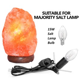 OHLGT 1 Pack Salt Lamp Cord Replacement with Dimmer Switch 5 feet Lamp Cord and 6-Pack Halogen Salt Lamp Bulbs(15 Watts)