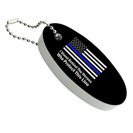 GRAPHICS & MORE I Stand Behind the Heroes Who Protect This Line Thin Blue American Flag Floating Keychain Oval Foam Fishing Boat Buoy Key Float