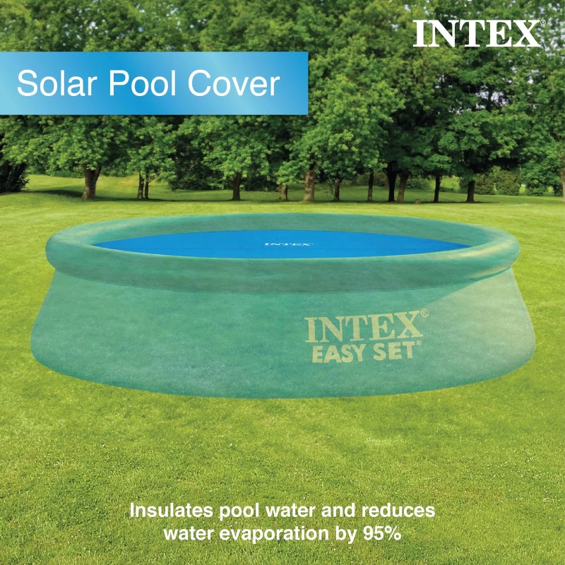 Intex 10 Foot Round Blue Solar Pool Cover Easy Use