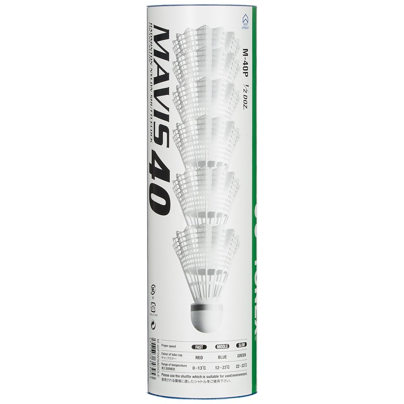 YONEX Badminton Shuttle, MAVIS 40P (Nylon + Synthetic Cork), 6