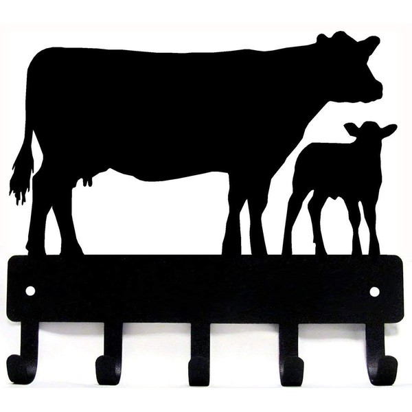 The Metal Peddler Cow and Calf Cattle Farm Key Rack