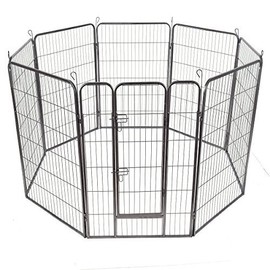 Safstar 8 Panels Metal Dog Playpen, 48" Height Dog Fence Exercise Pen with Doors for Large Medium Small Dogs Rabbits Cats, Foldable Pet Puppy Playpen for Indoor & Outdoor RV, Camping, Yard (Black)