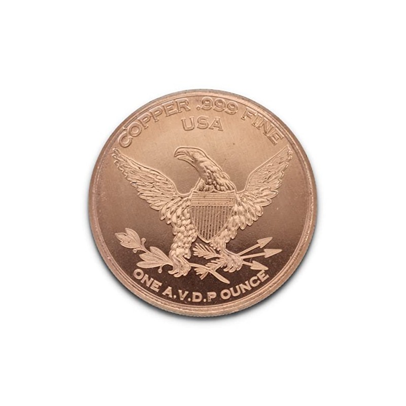 1 oz (AVDP Ounce) .999 Fine Copper Seated Liberty Coin