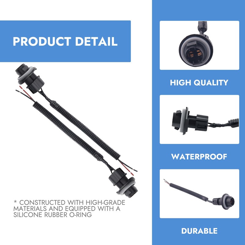 2 Pcs License Plate Light Socket Black Rear Lamp Wire