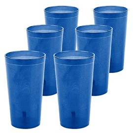 Majestic Malts - 16-Ounce Plastic Restaurant Style Tumblers Cups (Set of 6), Stackable, BPA-Free, Shatter-Proof, Dishwasher-Safe (Blue)