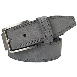 MENS ITALIAN SUEDE BELT 35MM FORMAL CASUAL (LIGHT GREY, MEDIUM-33-35-INCHES)