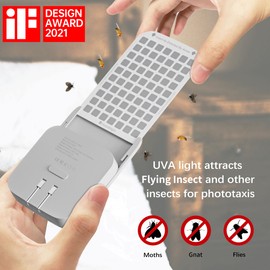 Mosalogic Fly Insect Trap Plug-in Mosquito Killer Indoor Gnat Moth Catcher Fly Tapper with Night Light UV Attractant Catcher for Home Office Grey-1Pack