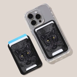 Design Skin (신세계김해점)( 유니버셜 ) 맥세이프 자수 포켓(비스트)-흑표 ITM34979 (Shinsegae Gimhae) (Universal) MagSafe Embroidered Pocket (Beast) - Black ITM34979