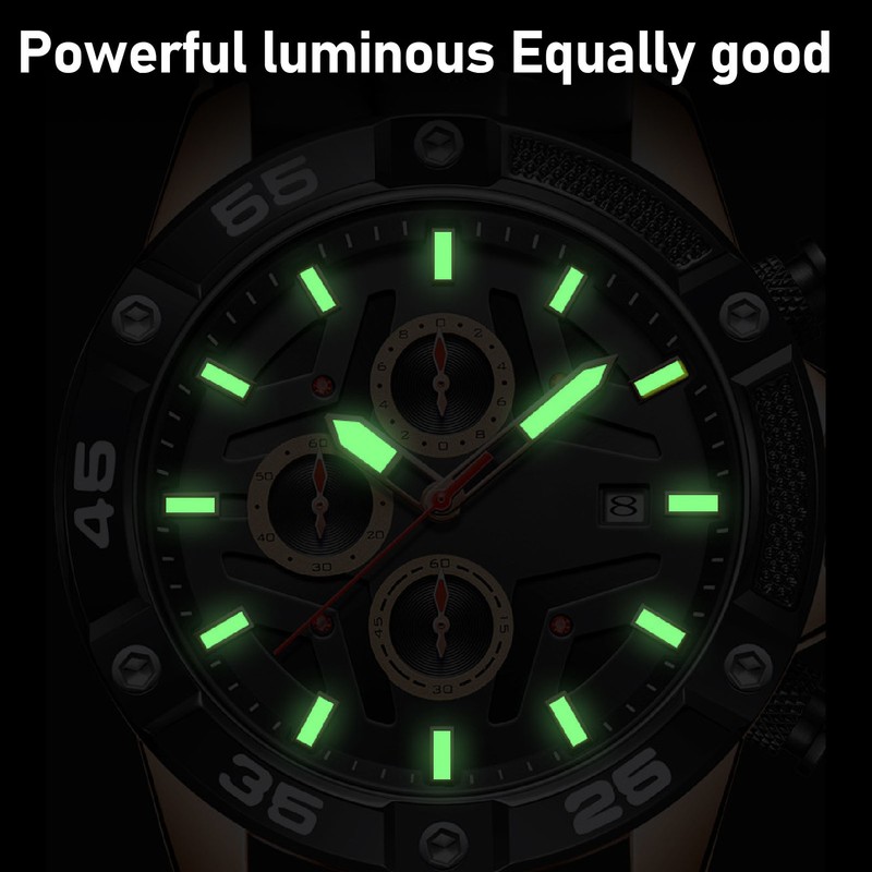 Waterproof Chronograph Watch Fashion Casual Mechanical Silicone Calendar Business Watch