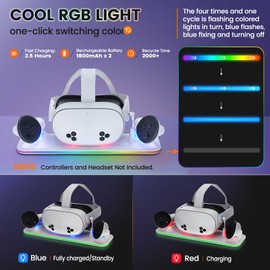 Charging Dock for Meta Quest 3S, Quest 3S Charging Station with RGB Light & Stand Non-Slip,VR Controller and Headset Charge Simultaneously, Display Stand for Oculus/Meta Quest 3S