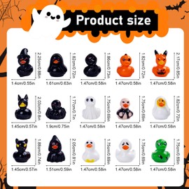 90PCS Mini Halloween Resin Ducks,15 Spooky Duck Styles 6 of Each,Cute Halloween Duck Figurines for Party Favors,Desk Decor,Halloween Table Decor,Gift Bag Fillers and Collectibles