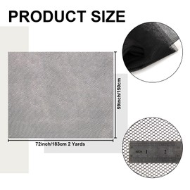 59" x 72"(2 Yards) Mesh Fabric Slightly Stretchy for Sewing Projects, Backpack Pocket and Straps, Netting Clothes and Shopping Bag (Black)